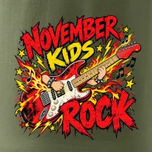 Rocková listopadová kytara s dětskými rukama
