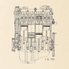 Motor Škoda/ VW 1.9L  TDI ze předu