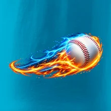 Letící baseballový míček v plamenech