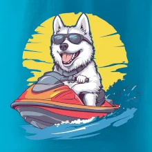 Husky na vodnom skútri