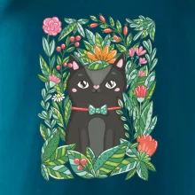 Mačka s kvetmi maľované