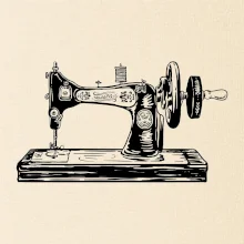 Šijací stroj - starý kreslený