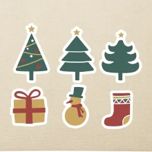 Vianočná sada - stromčeky a darčeky