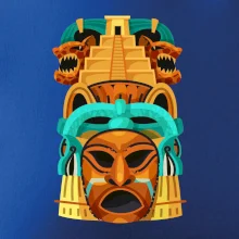 Mayová maska s pyramídou Mayová maska s pyramídou