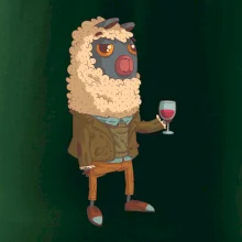 Alpaka s vínom muž