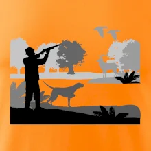 Lovec a stavač v lese