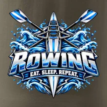 Veslařská loď se zkříženými vesly eat sleep repeat