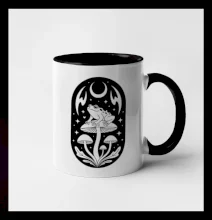 Goblincore čiernobiela oválna žaba