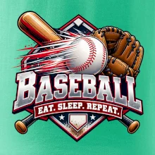 Baseballová pálka s rukavicou eat sleep repeat