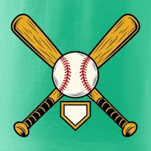Zkřížené baseballové pálky a míček