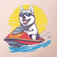 Husky na vodnom skútri