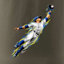 Baseballový polař chytá míček ve výskoku