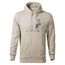 Kreslený rybár na pni