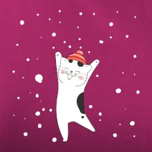 Veselá mačka v zimnej čiapke