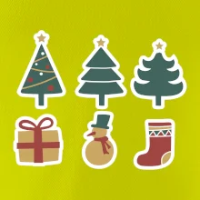 Vianočná sada - stromčeky a darčeky
