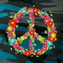 Peace symbol červené kvety