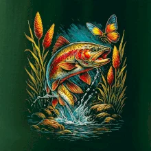 Obrázok pstruh a motýľ