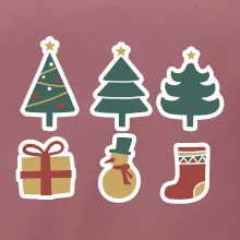 Vianočná sada - stromčeky a darčeky