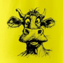 Čiernobiela karikatúra svetlá krava hlava