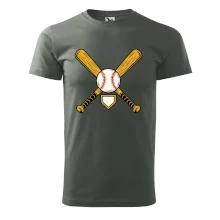 Zkřížené baseballové pálky a míček