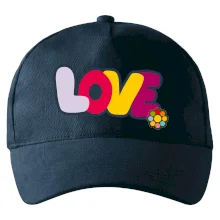 Love nápis s kvetinou