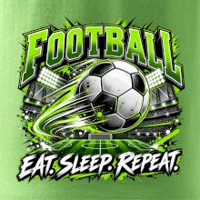 Futbalová lopta a štadión eat sleep repeat