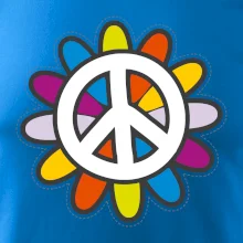 Peace symbol s kreslenou kvetinou