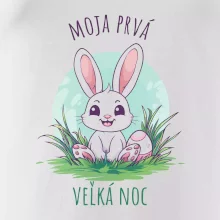 Moja prvá veľká noc zajačik so zeleným pozadím