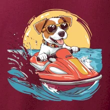 Jack russell teriér na vodnom skútri