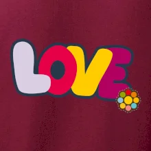 Love nápis s kvetinou