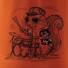Squirrel playing drums