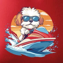 Bišónik na vodnom skútri Bišónik na vodnom skútri