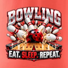 Bowlingová guľa a kolky eat sleep repeat