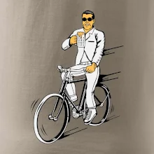 Gentleman na bicykli s pivom