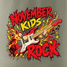 Rocková listopadová kytara s dětskými rukama