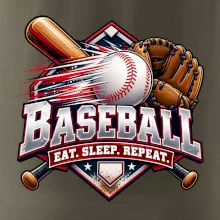 Baseballová pálka s rukavicou eat sleep repeat