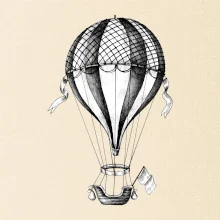 Teplovzdušný balón kreslený