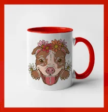 Americký stafordšírsky teriér hlava s kvetinami