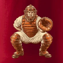 Baseballový catcher retro rytina