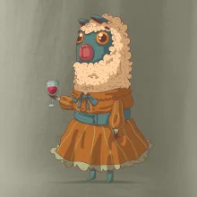 Alpaka s vínom žena