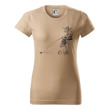 Kreslený rybár na pni