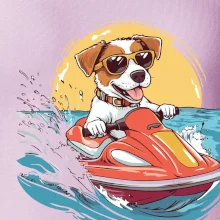 Jack russell teriér na vodnom skútri