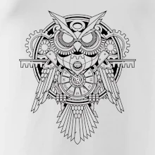 Steampunk sova čiernobiela Steampunk sova čiernobiela