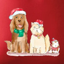 Veselé vianoce - pes, škrečok a mačka