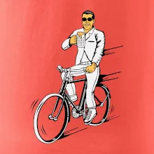 Gentleman na bicykli s pivom