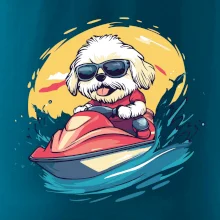 Lhasa Apso na vodnom skútri