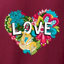 Love nápis květovaný