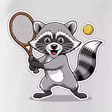 Mýval hrá tenis kreslený