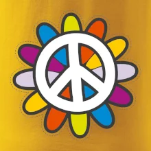 Peace symbol s kreslenou kvetinou