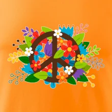Peace symbol prerastený kvetinami